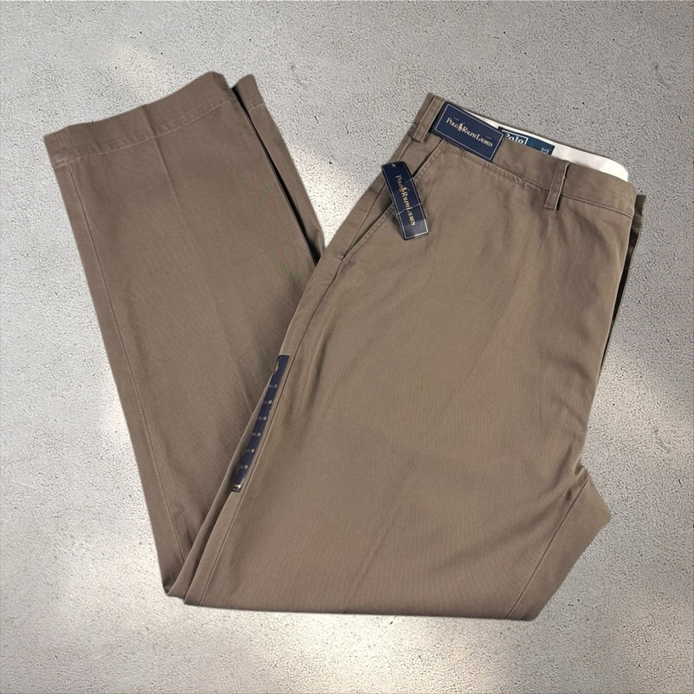 Polo Ralph Lauren Preston Pants Men Big 44x34 Brown Chino Khaki Preppy Pony